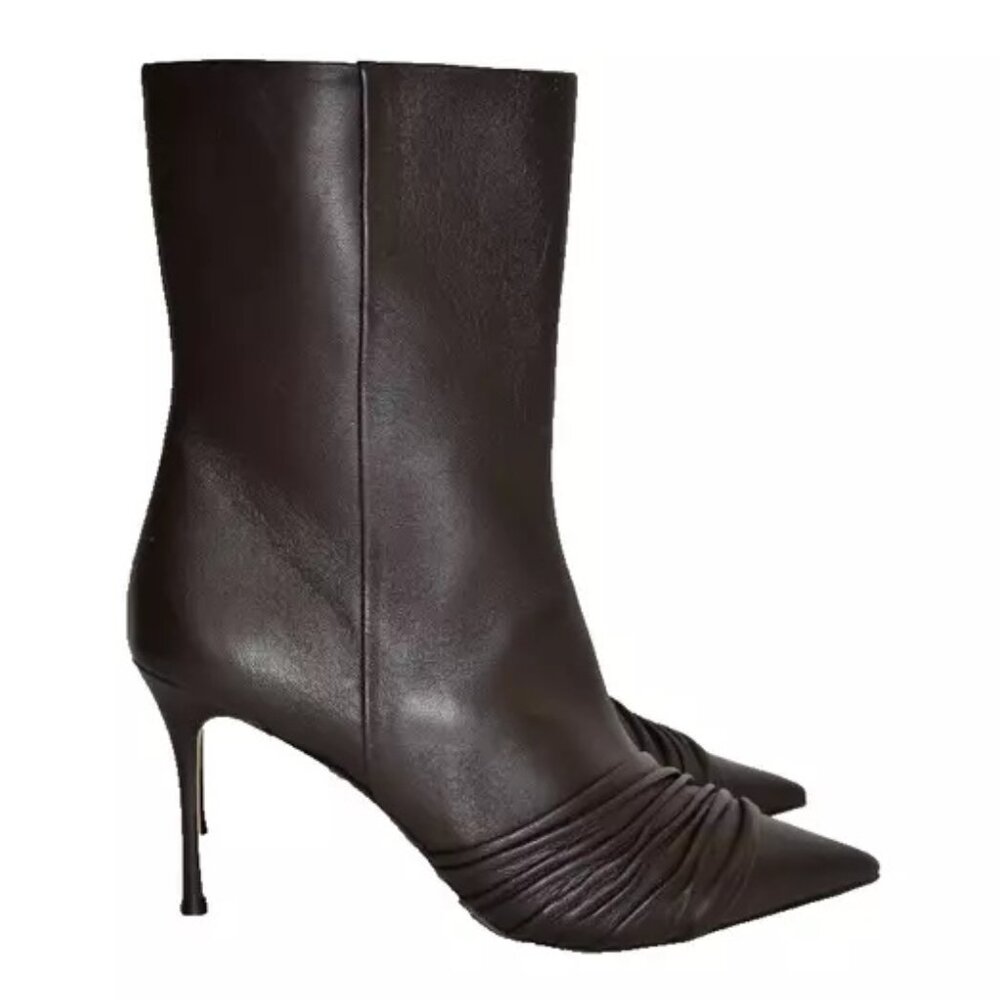 $950 Marion Parke Audrey 85mm Booties Pointy Heel Chocolate Leather 42 (Mf19)